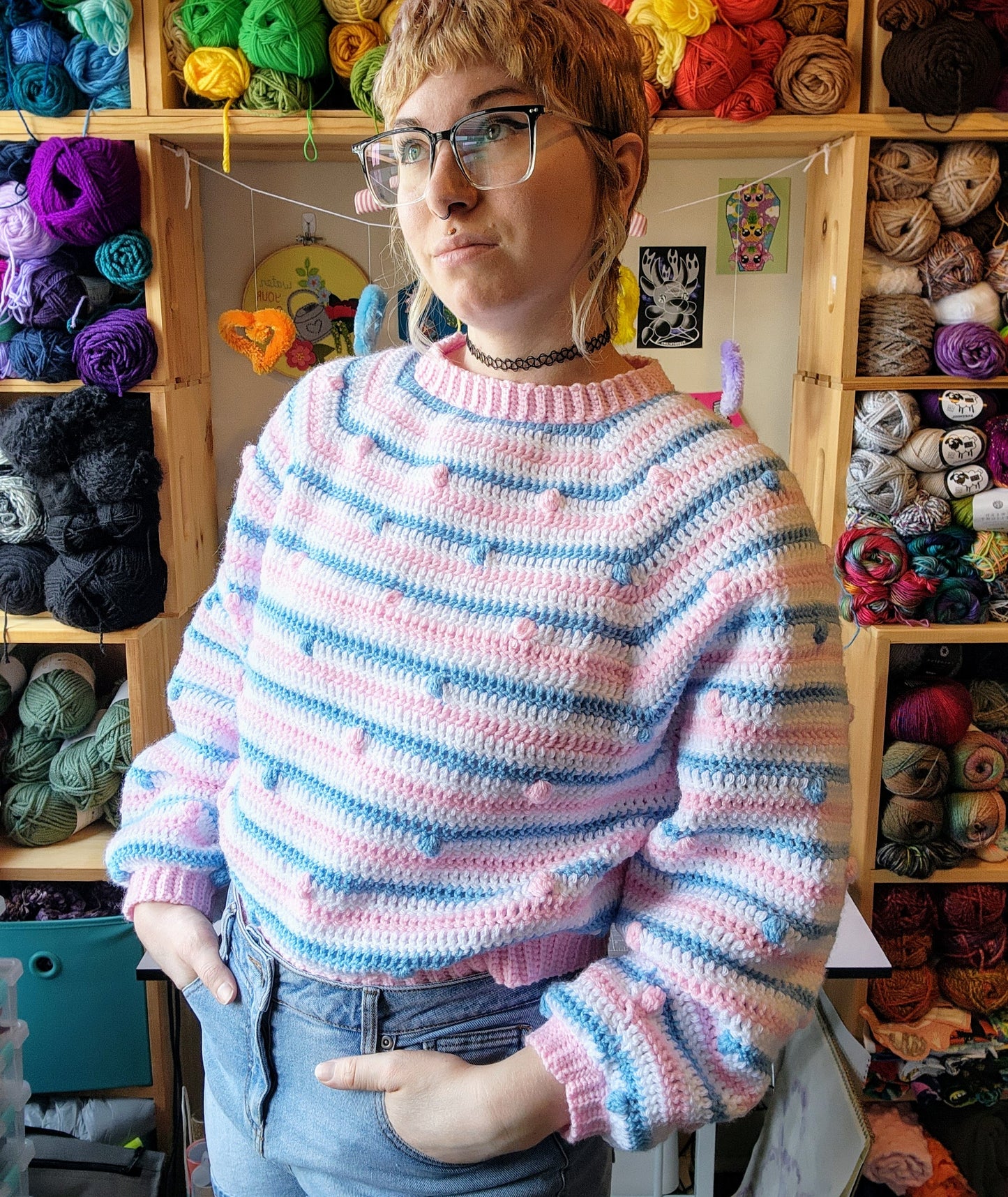 Trans Flag Crop Sweater